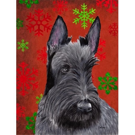 Carolines Treasures SC9426GF 11 X 15 In. Scottish Terrier Red And Green Snowflakes Holiday Christmas Garden Size Flag